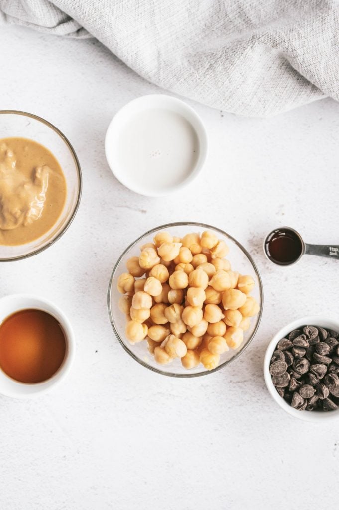 Ingredients for chickpea cookie dough dip