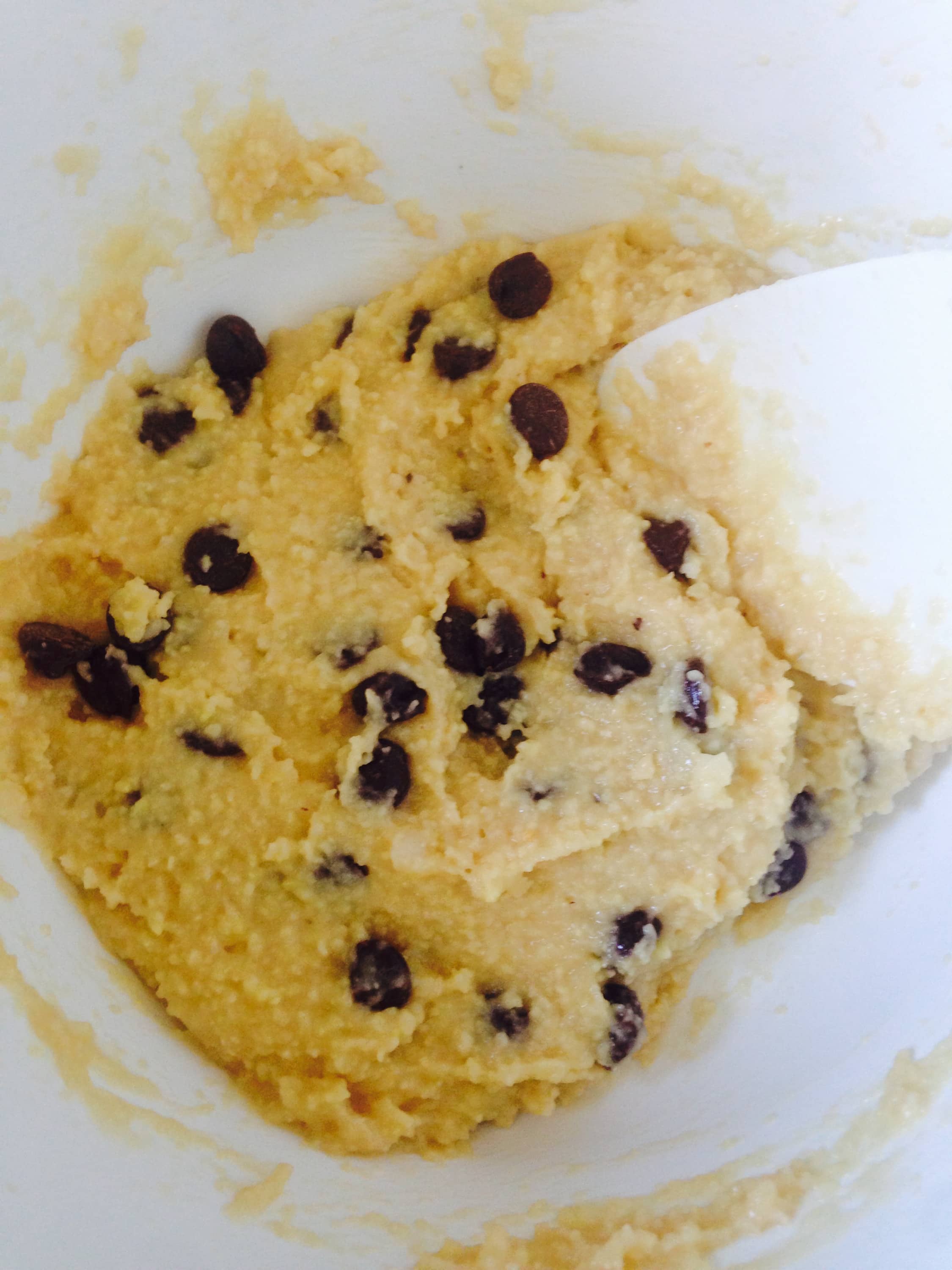 Unbaked dough for FIXATE Gluten Free Chocolate Chip Cookies - A 21 Day Fix approved treat recipe | ConfessionsOfAFitFoodie.com