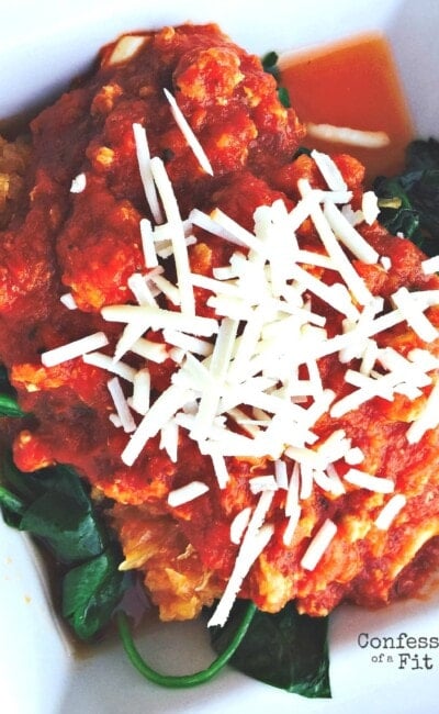21 Day Fix dinner: Simple Slow Cooker Spaghetti Squash with Meat Sauce
