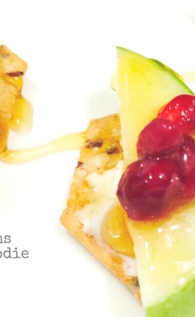 Festive Holiday Bruschetta with Apples, Pomegranate Seeds, and Goat Cheese