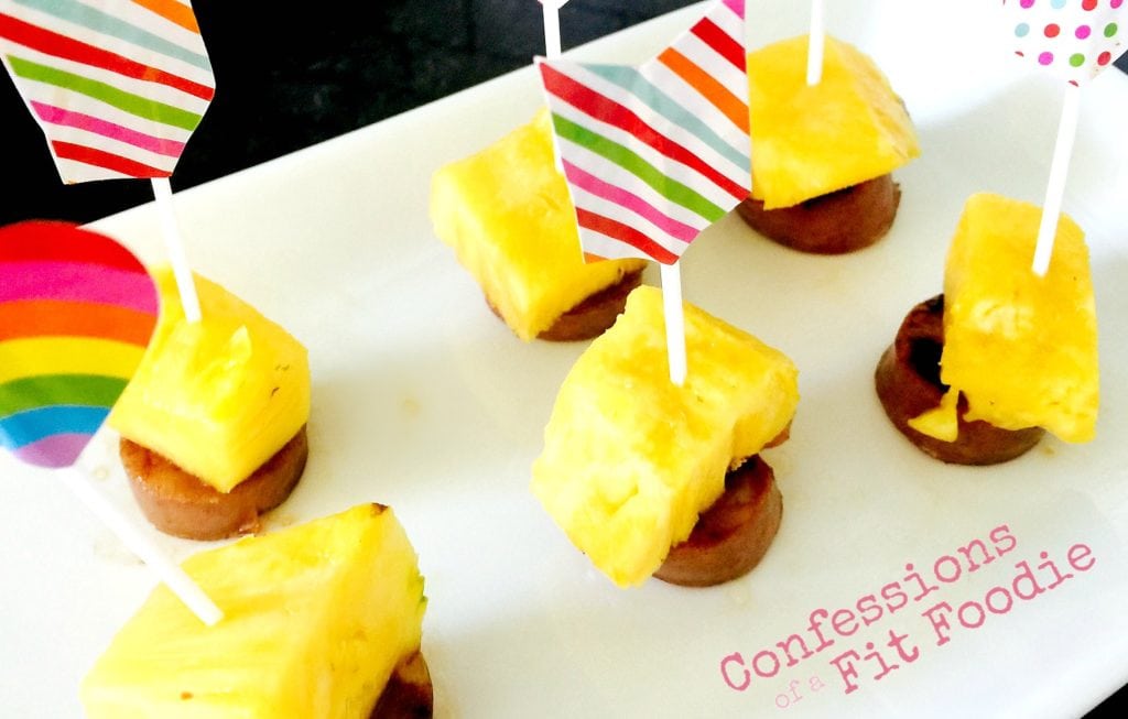 21 day fix sausage and pineapple skewers