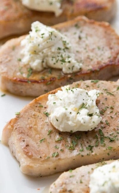 21 Day Fix Pork Chops with Goat Cheese Butter | Confessions of a Fit Foodie