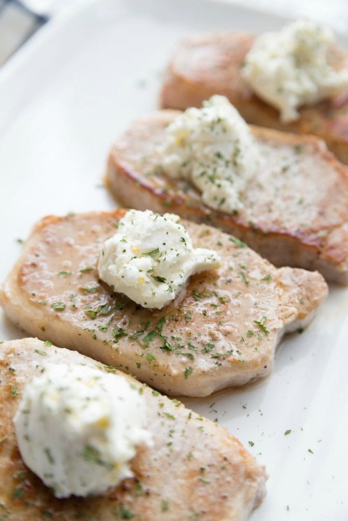 21 Day Fix Pork Chops with Goat Cheese Butter | Confessions of a Fit Foodie