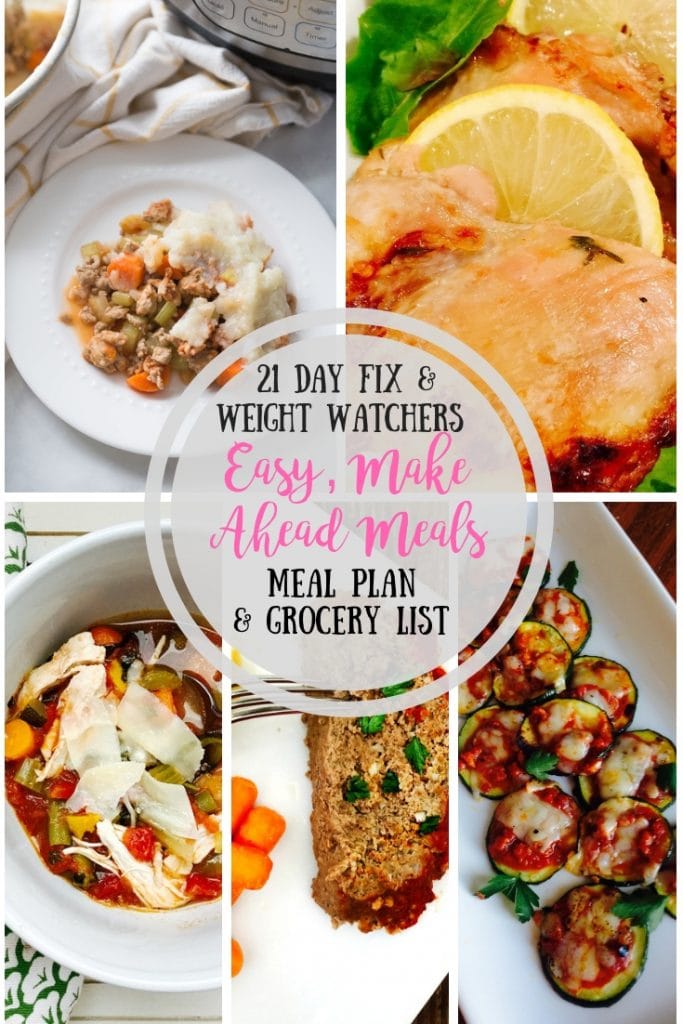 This 21 Day Fix Meal Plan is is full of Make Ahead Dinners for your meal prep that also freeze great!  Weight Watchers FS Points included, too! 