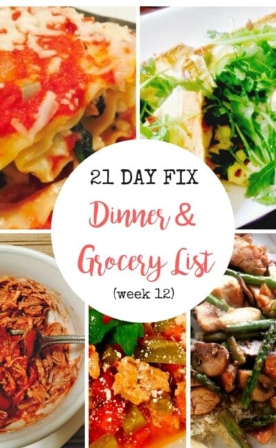 Need delicious dinner inspiration for the 21 Day Fix? Check out this Meal Plan and Grocery list for an easy, organized week!