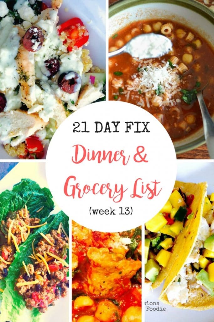 Make meal planning a breeze with this 21 Day Fix Dinner plan and grocery list! Simple, easy to follow recipes that are healthy and delicious!