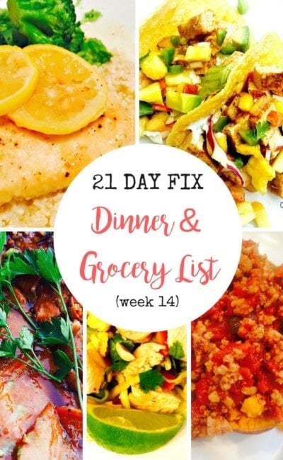 Make Dinner Planning for the 21 Day Fix Simple and Easy with this meal plan and grocery list!