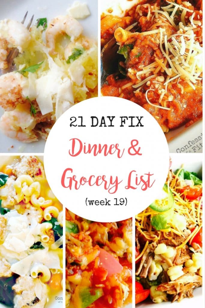 21 Day Fix Dinner Plan with Grocery List