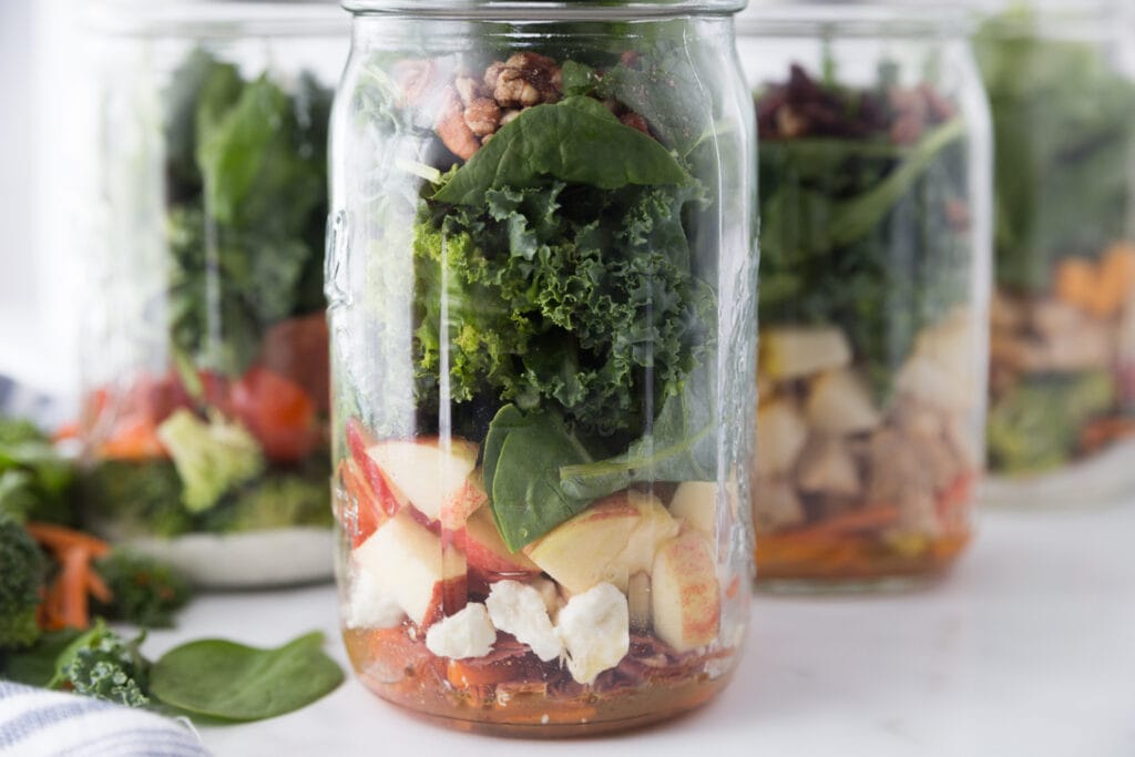 Apple, Cranberry, Almond Mason Jar Salads - Iowa Girl Eats