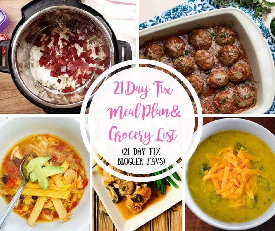 21 Day Fix Meal Plan and Grocery List 