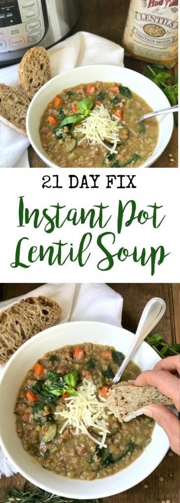 Instant Pot Lentil Soup Confessions of a Fit Foodie | 21 Day Fix Lentil Soup