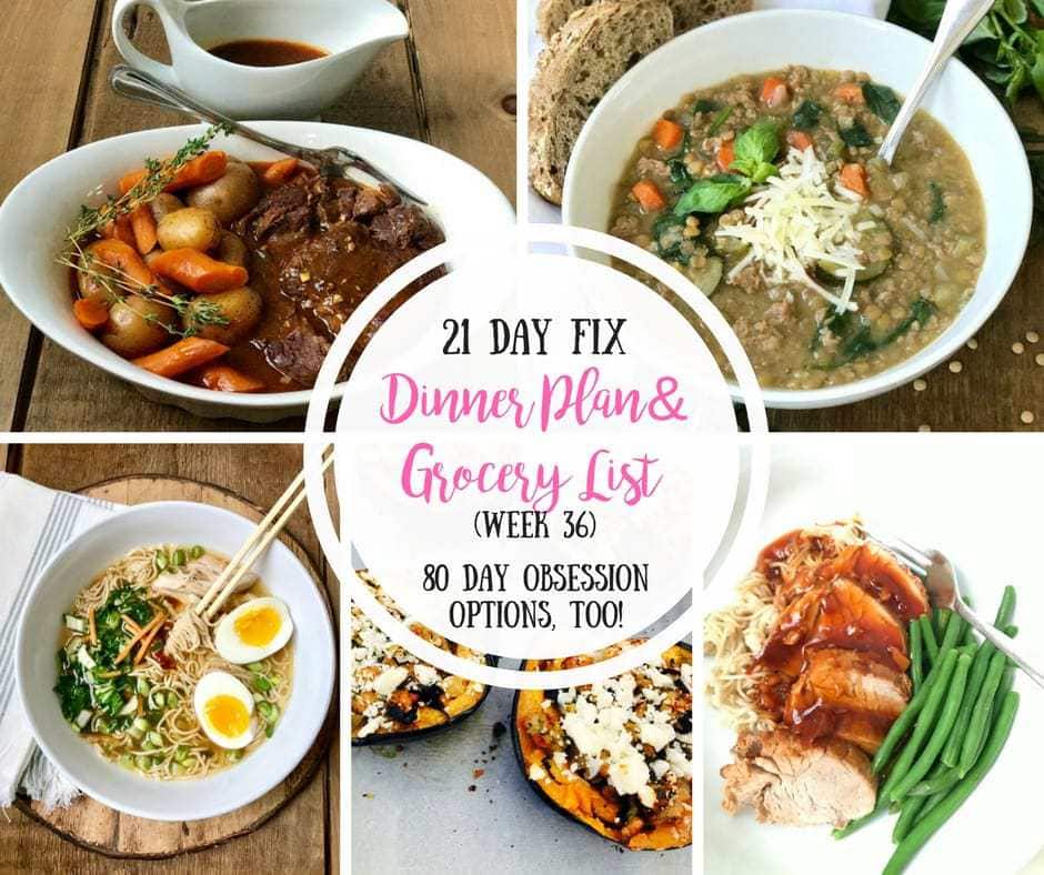 21 Day Fix Meal Plan and Grocery List 