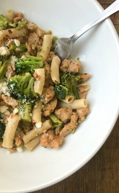 Bowl of Pasta with Broccoli and Chicken Sausage