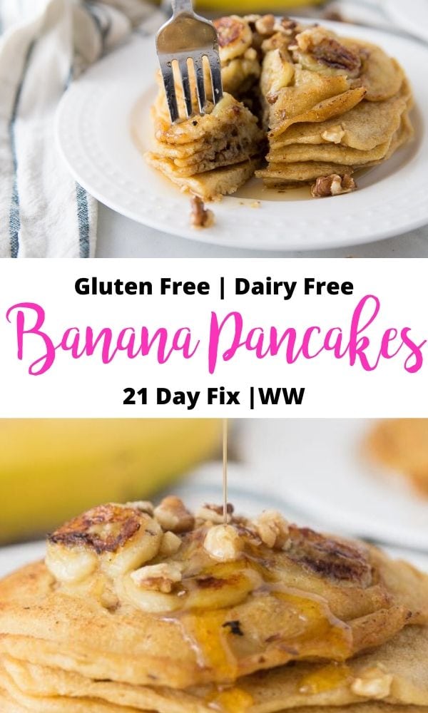 Pinterest Image of Banana Pancakes with text overlay