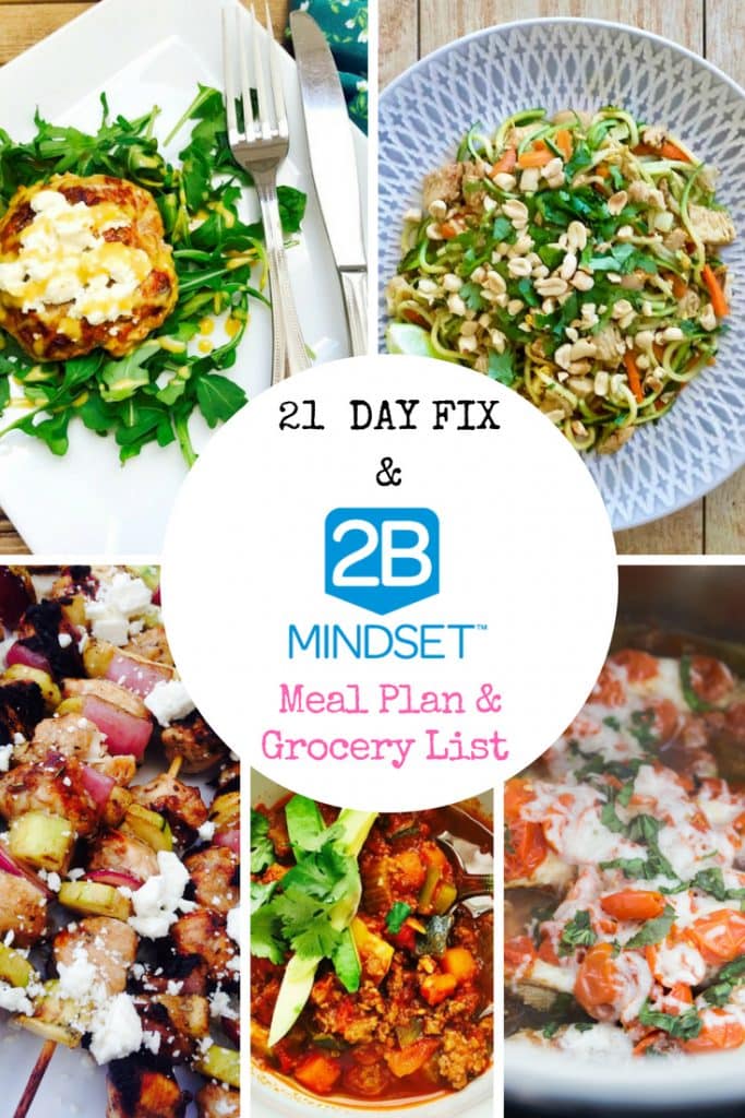 2B Mindset Meal Plan & Grocery List | 21 Day Fix No Yellow Meal Plan & Grocery List