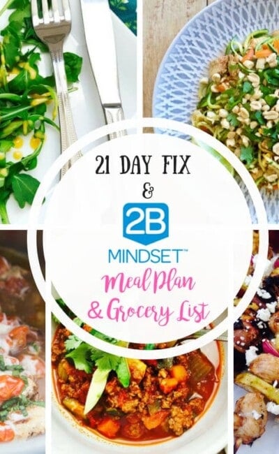 2B Mindset Meal Plan & Grocery List | 21 Day Fix No Yellow Meal Plan & Grocery List