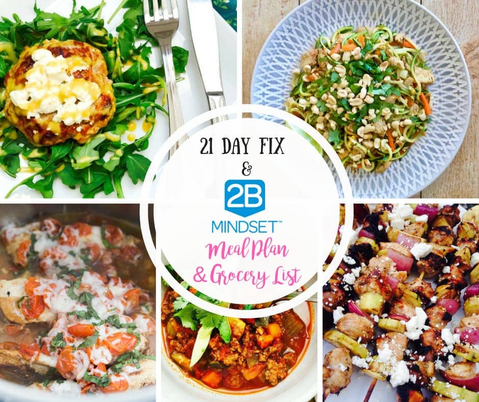 2B Mindset Meal Plan & Grocery List | 21 Day Fix No Yellow Meal Plan & Grocery List
