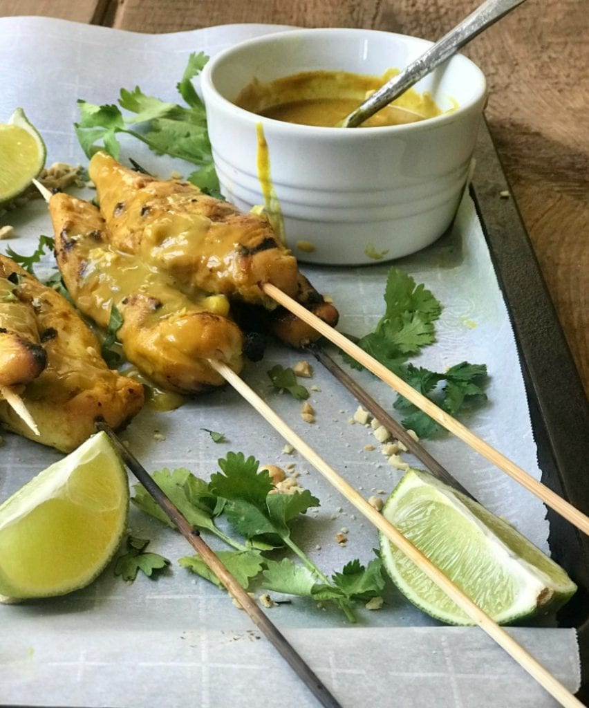 Chicken Satay with Creamy Peanut Sauce - Confessions of a Fit Foodie