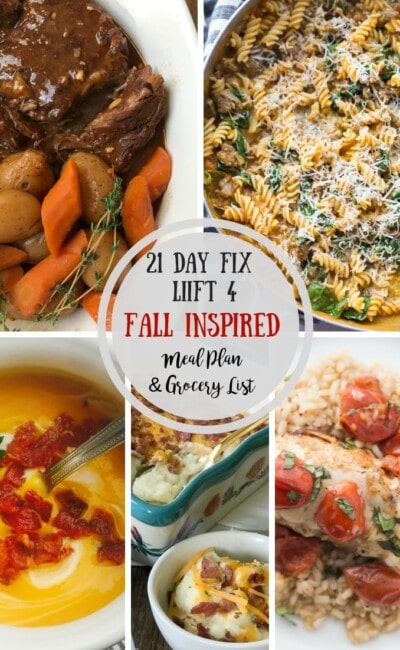 n honor of the first week of fall, I have gathered a few “almost fall” dinner recipes to get us through to cooler temps and lower humidity! This Fall Inspired Meal Plan is perfect for the 21 Day Fix and for Liift 4, and I also included a Grocery List to make your life easier! 21 Day Fix Meal Plan | 21 Day Fix Fall Meal Plan | 21 Day Fix Grocery List | Healthy Meal Plan | Fall Meal Plan #confessionsofafitfoodie #21dayfix #Liift4 #healthymealplan