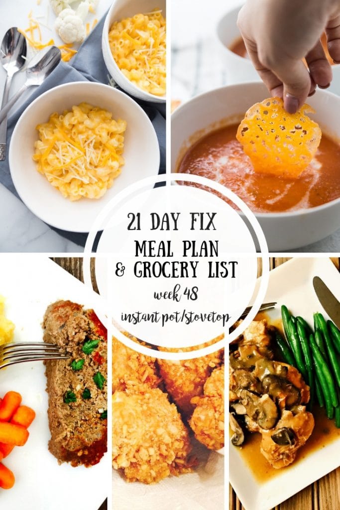 This 21 Day Fix Meal Plan & Grocery List has 5 delicious dinners for you, plus ideas for yummy sides! The best part? All of these can be made in your Instant Pot! Don’t have an IP? I’ve gotcha covered with crockpot/stovetop directions! 21 Day Fix Meal Plan | 21 Day Fix Dinners | 21 Day Fix Grocery List | 21 Day Fix Instant Pot | Healthy Meal Plan #confessionsofafitfoodie #healthyinstantpot #21dayfixmealplan