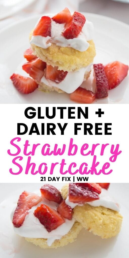 Collage of Healthy Strawberry Shortcake for Pinterest with text overlay