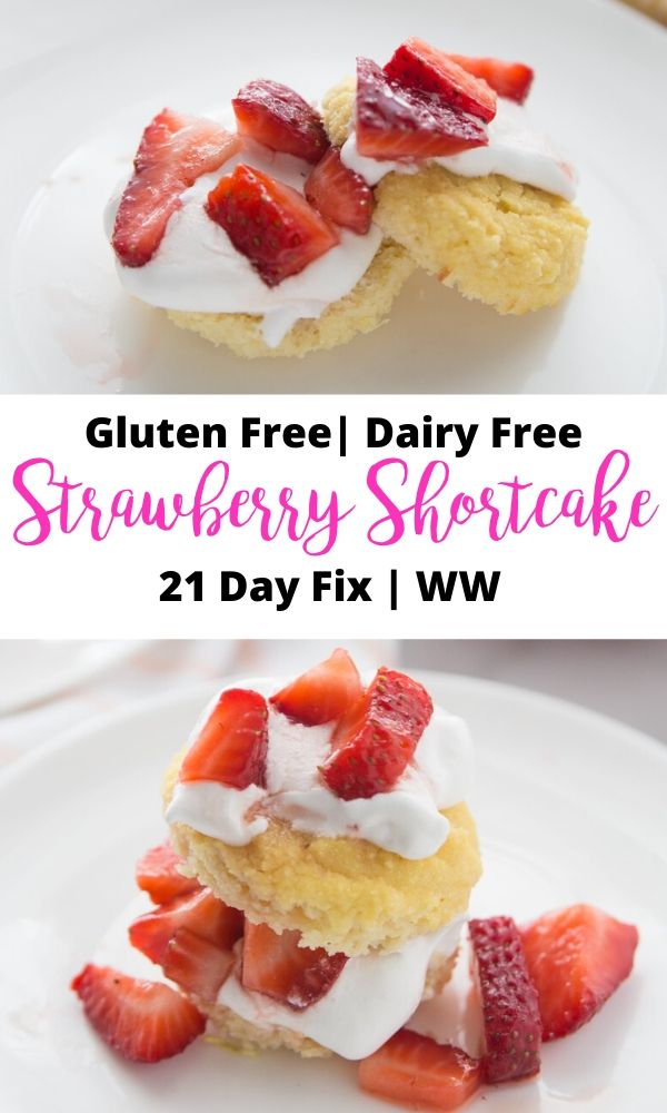 Collage of Healthy Strawberry Shortcake for Pinterest with text overlay