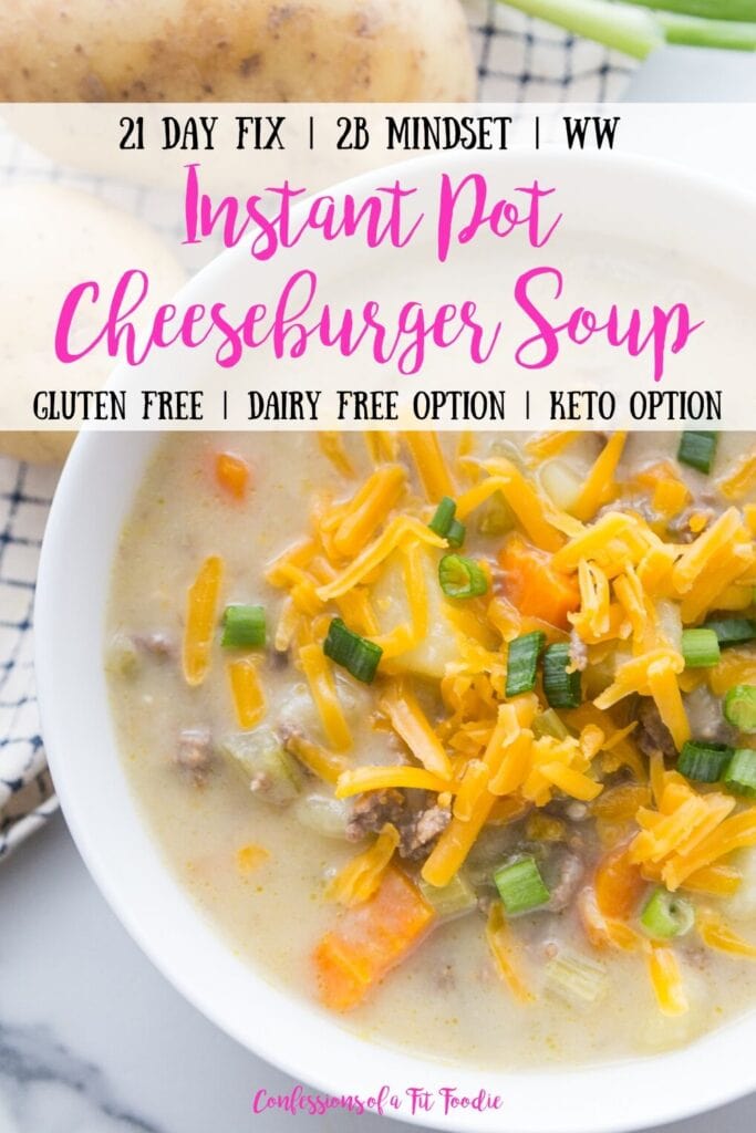 Pinterest Image for Instant Pot Cheeseburger Soup 