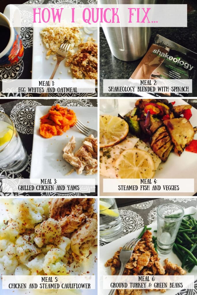 A collage of 3 Day Quick Fix Meals for the 21 Day Fix