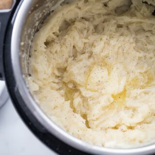 Mashed potatoes with melted vegan butter in an instant pot.