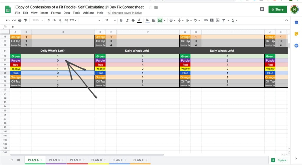 21 Day Fix Meal Plan Spreadsheet - Free Self-Calculating Google