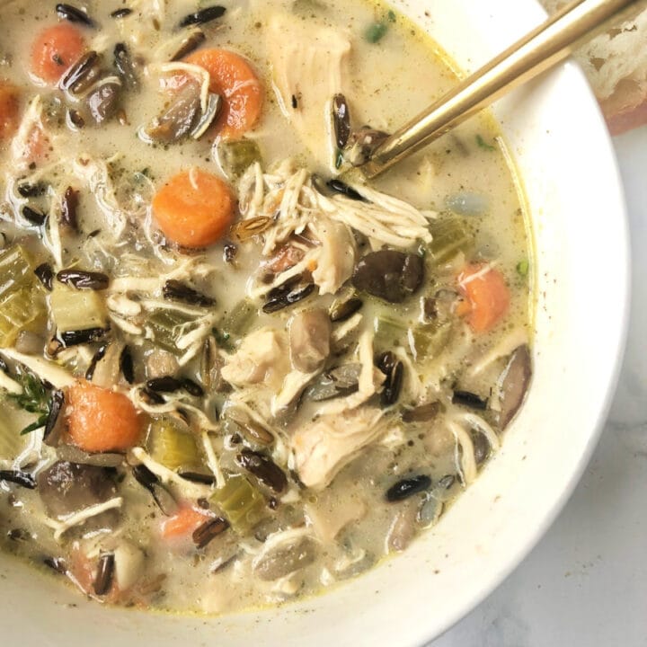 Instant Pot Chicken Wild Rice Soup - Confessions of a Fit Foodie