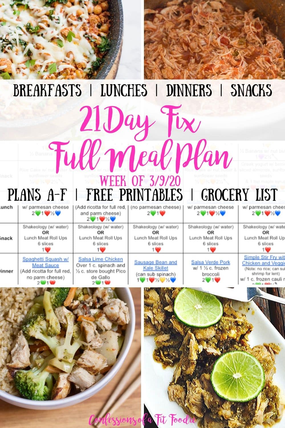 Printable 21 Day Fix Meal Plan