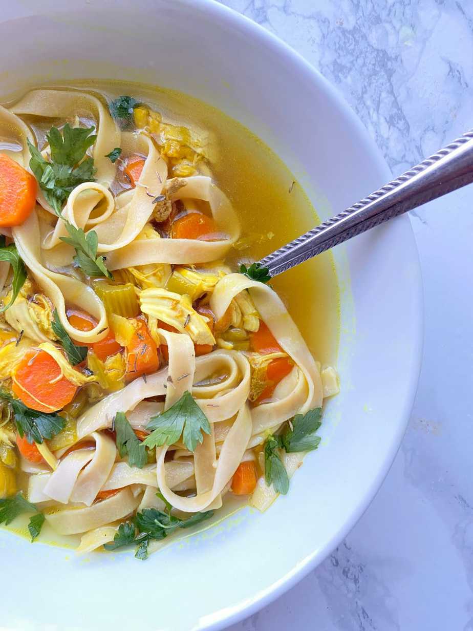 Instant Pot Chicken Noodle Soup (Dump-and-Go!) - Thriving Home