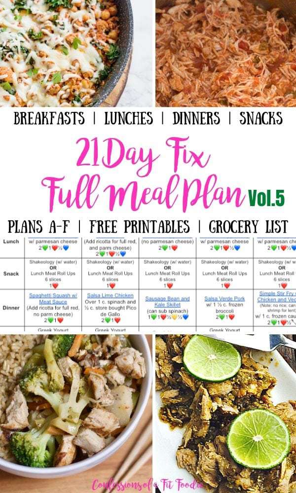 21 Day Fix Meal Plan Vol. 5 {All Meals | All Brackets | Free Printables ...