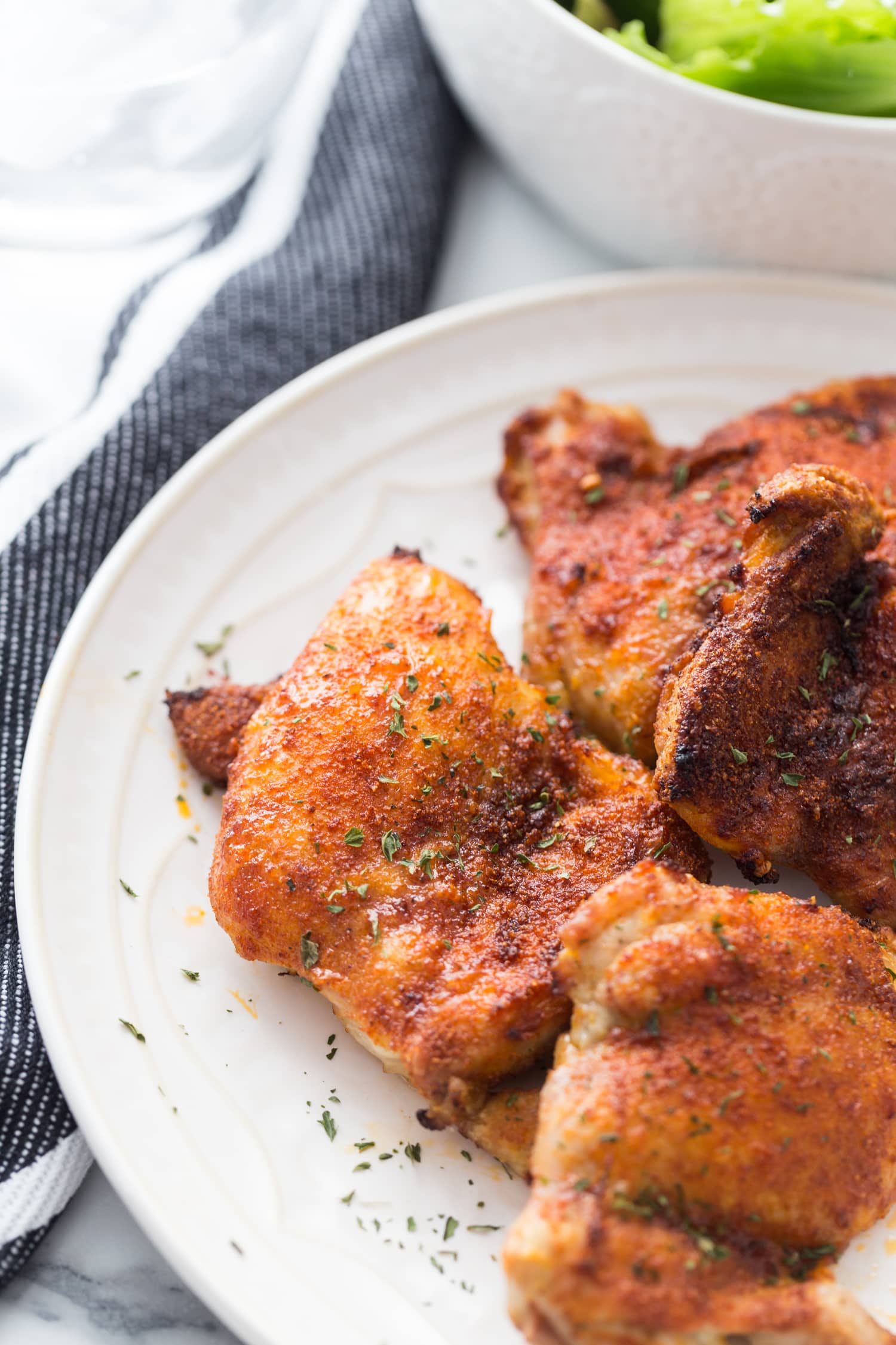 Crispy Parmesan Air Fryer Chicken Thighs