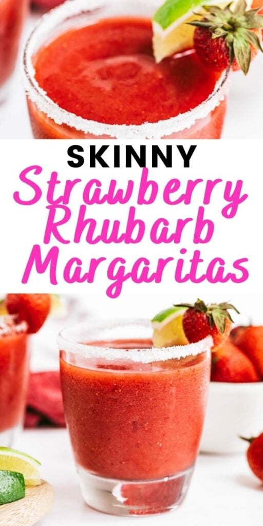 Photo Collage with text overlay Skinny Strawberry Rhubarb Margaritas