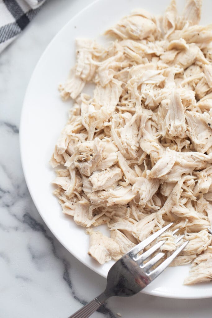 A plate of shredded chicken 