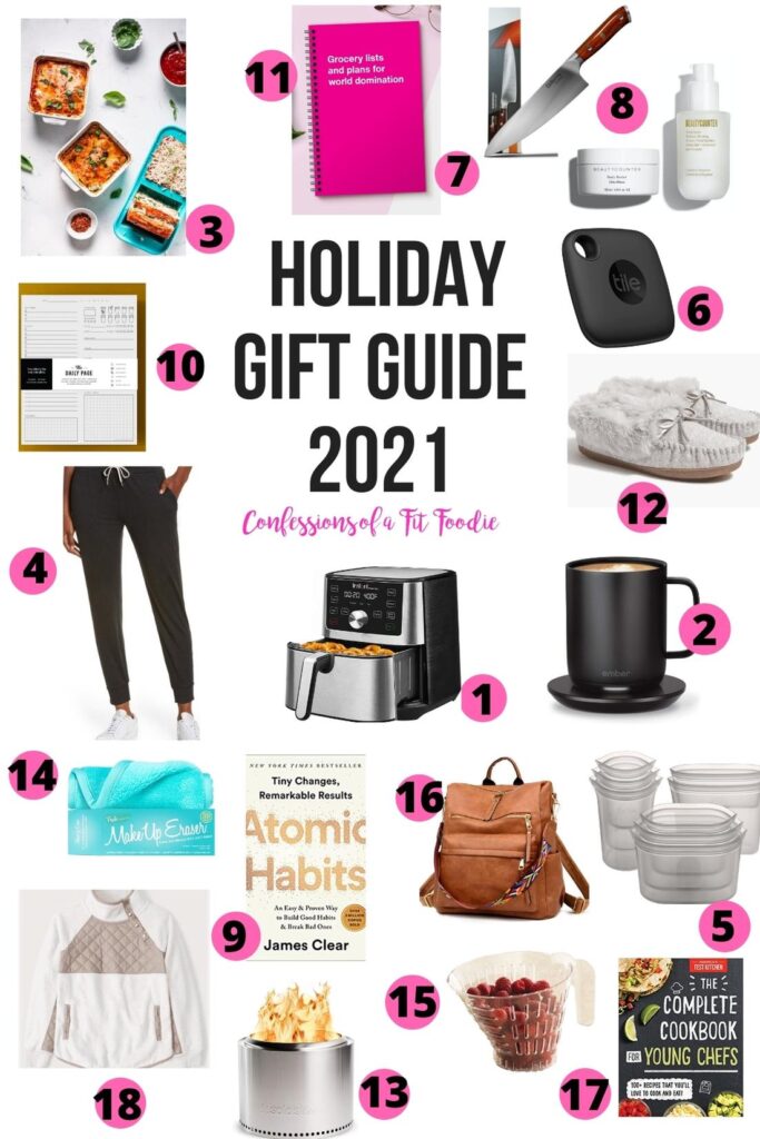 Photo Collage with 18 Holiday Gift Ideas from Confessions of a Fit Foodie
