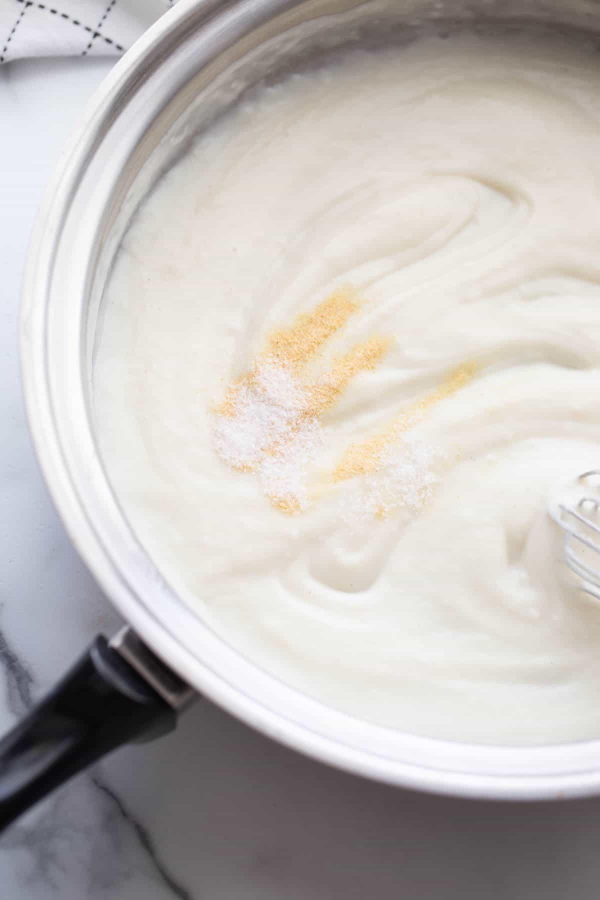 Garlic powder on top of creamy condensed chicken soup substitute
