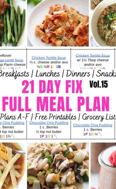 21 Day Fix Meal Plan Vol. 15 ❤️🧡💚💜💛💙