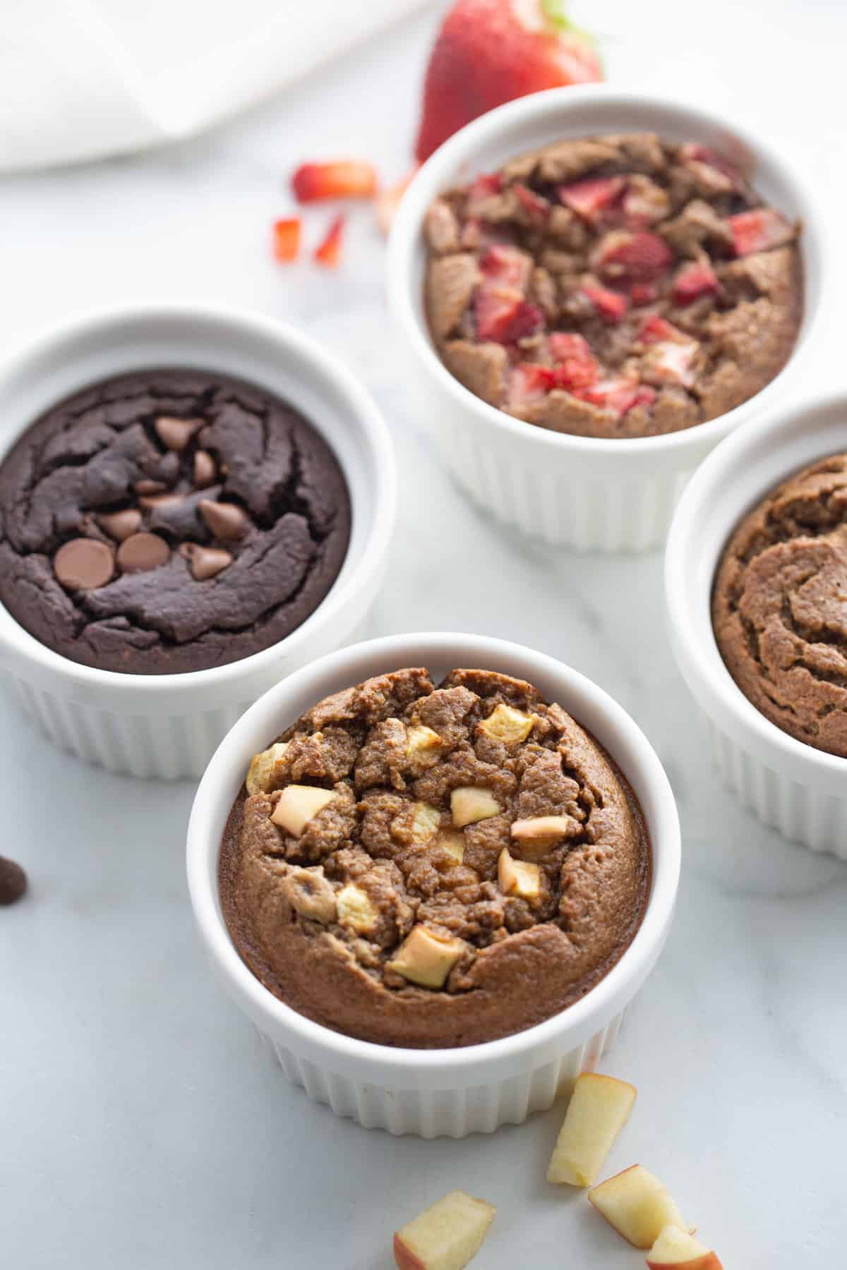 Blender baked oats with different toppings.