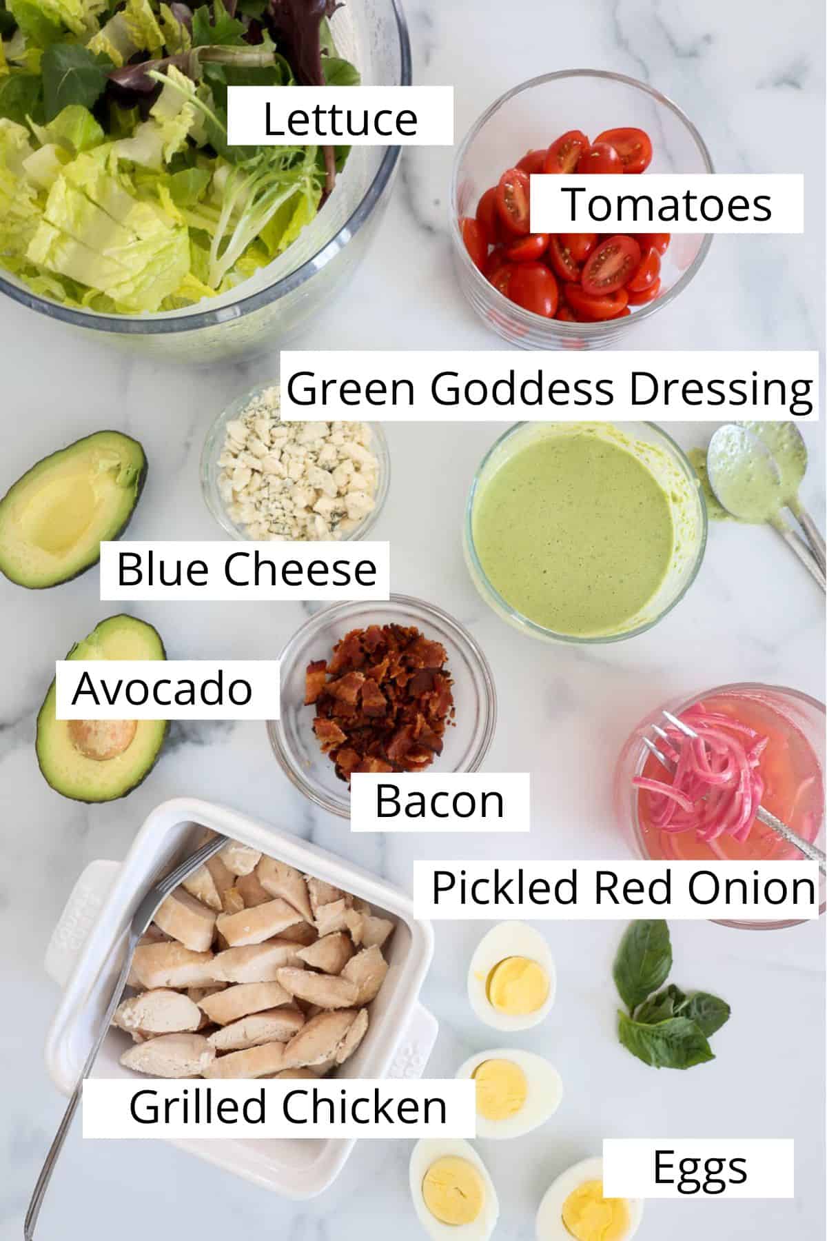 Ingredients for copy cat green goddess salad.